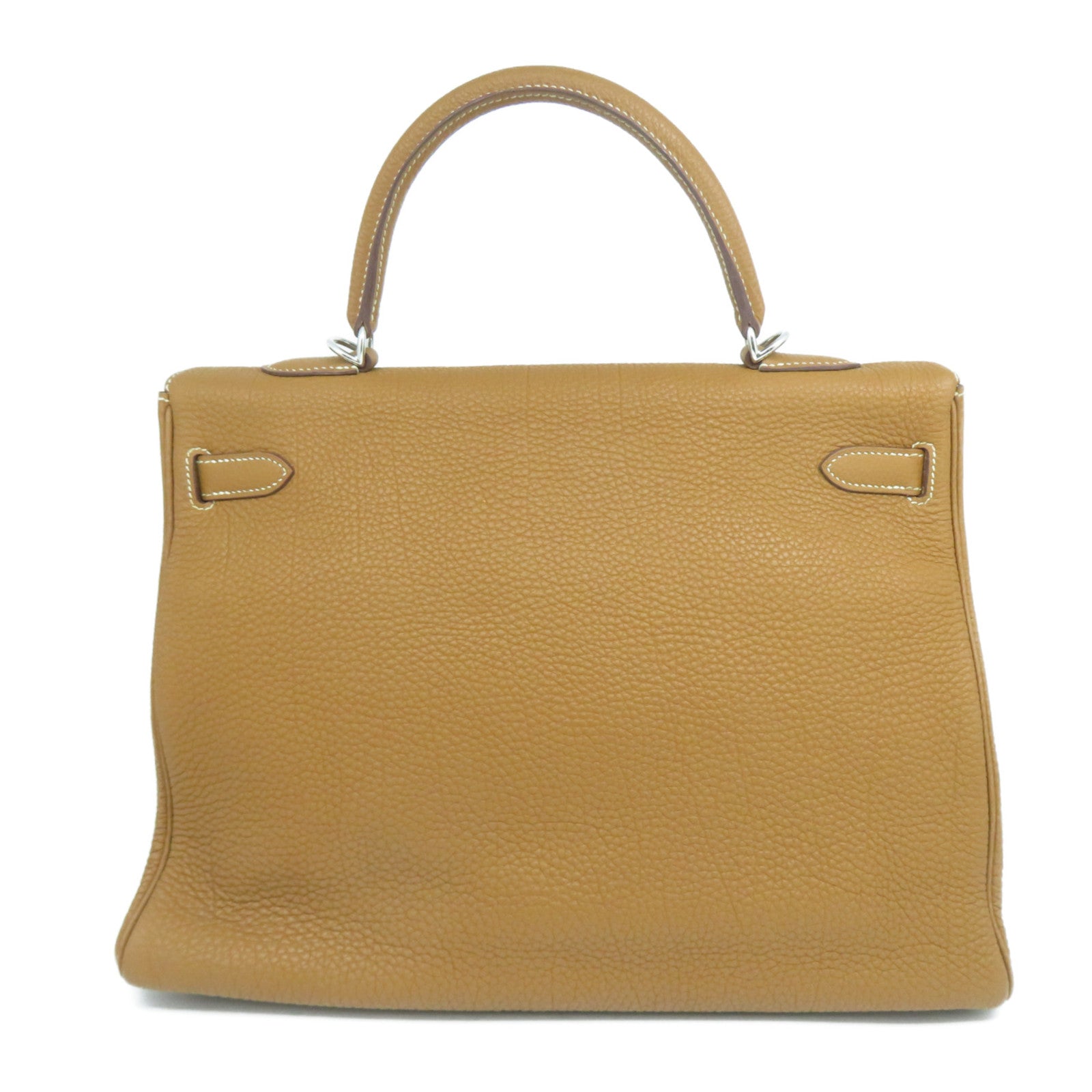 HERMES 【激減優惠】Togo皮革Kelly 35銀扣手挽肩背兩用袋Gold經典駝色