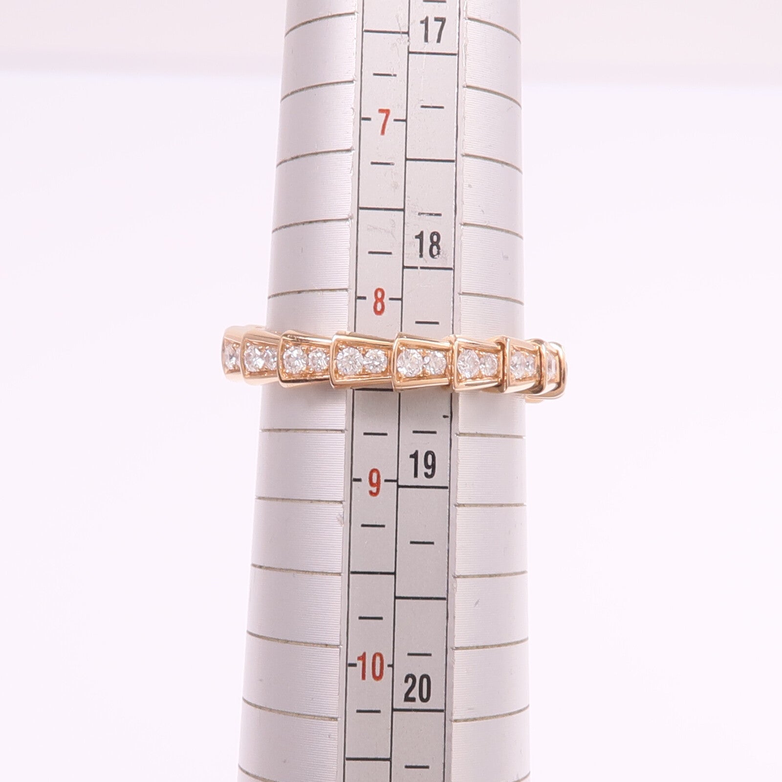 BVLGARI 18K玫瑰金Serpenti Viper鑽石戒指Bvlgari#XL/US#8.25