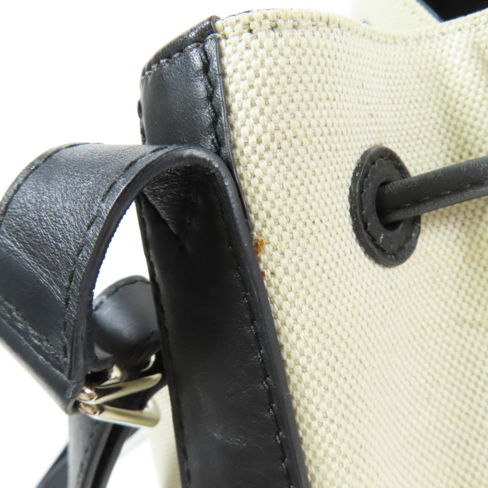 BALENCIAGA 帆布/皮革Bucket Bag銀扣肩背袋