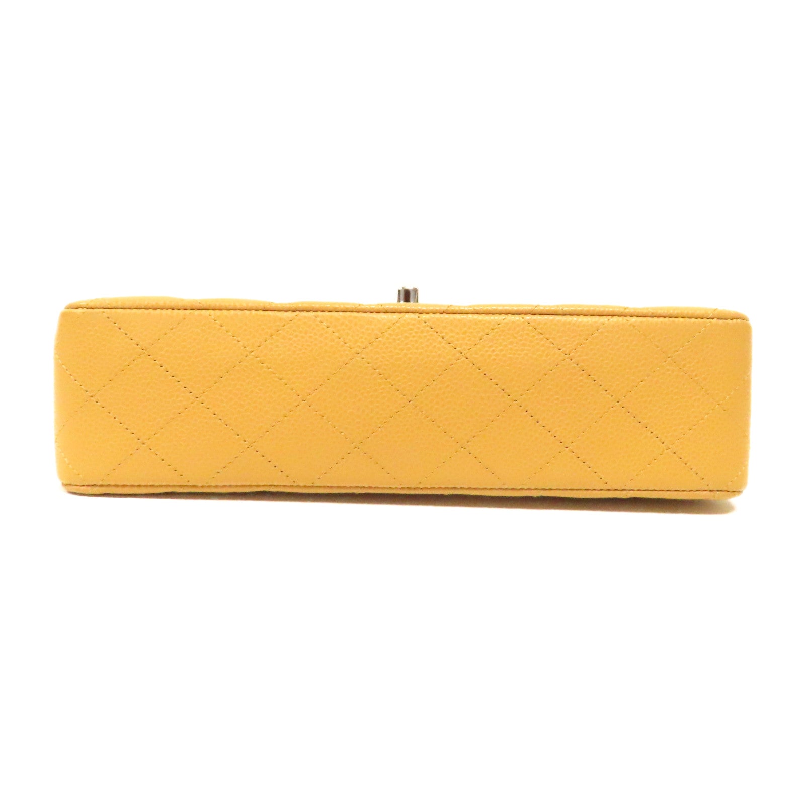 CHANEL 【激減優惠】Caviar皮革Classic 25cm銀扣鏈帶肩背袋米色