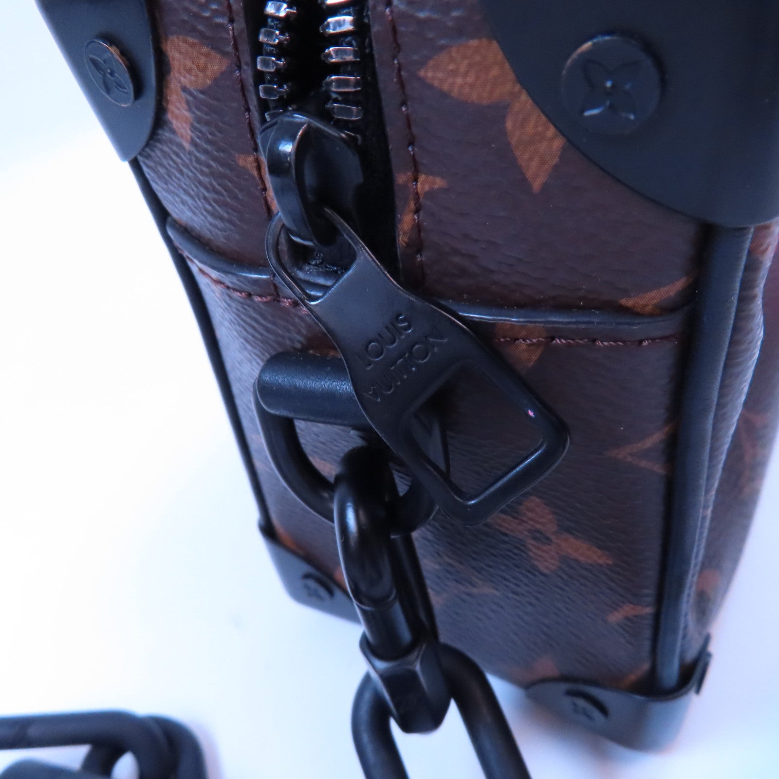 LOUIS VUITTON Monogram Mini Soft Trunk黑扣肩背袋啡色/橙色