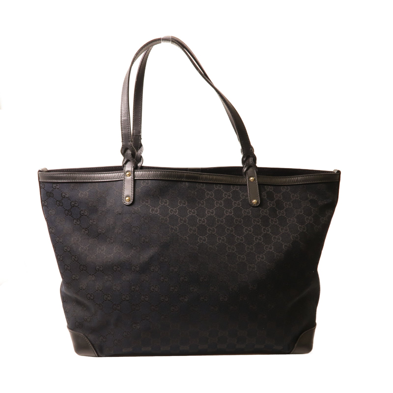 GUCCI 帆布Tote Bag金扣手挽袋黑色