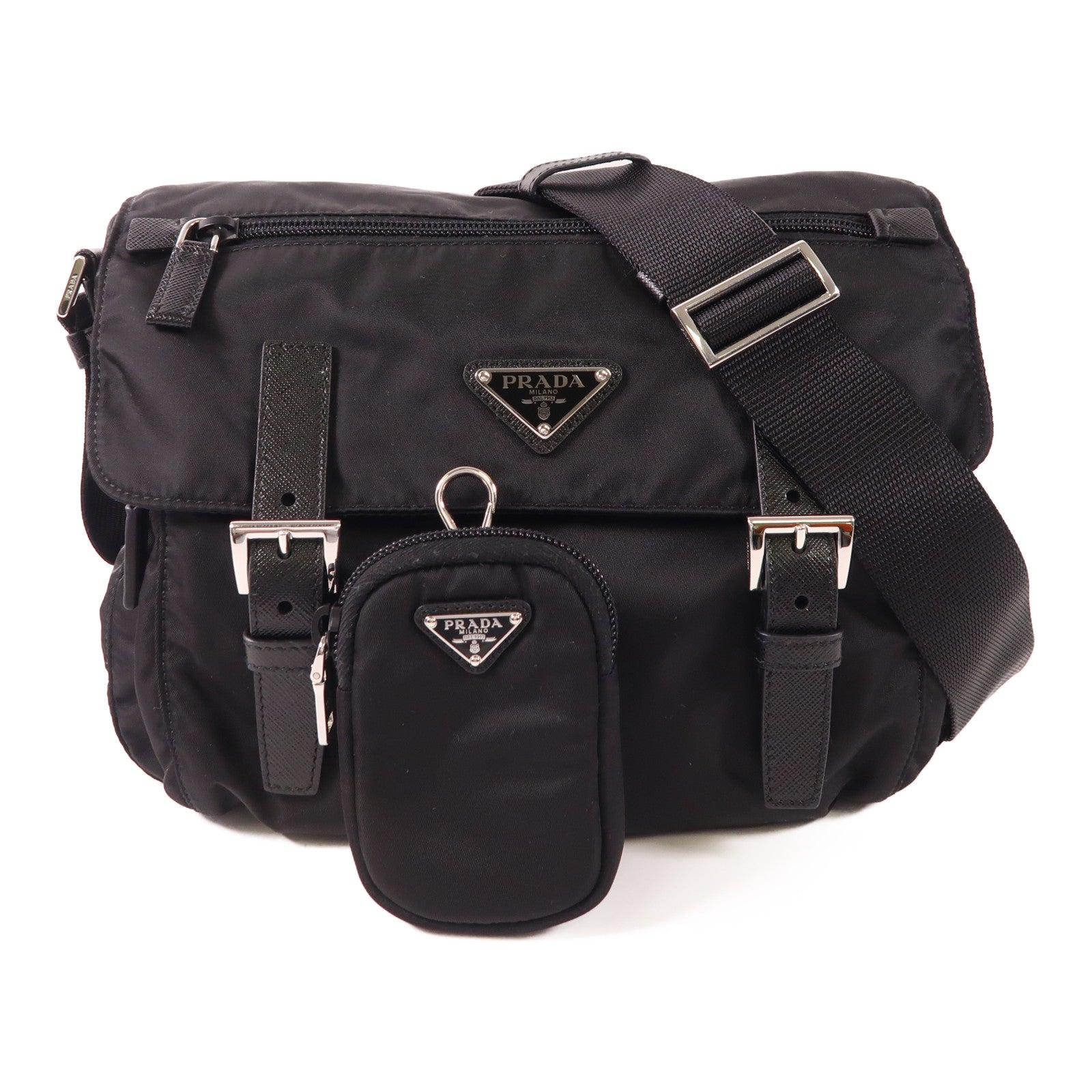 PRADA 尼龍Re-Nylon Shoulder Bag銀扣肩背袋
