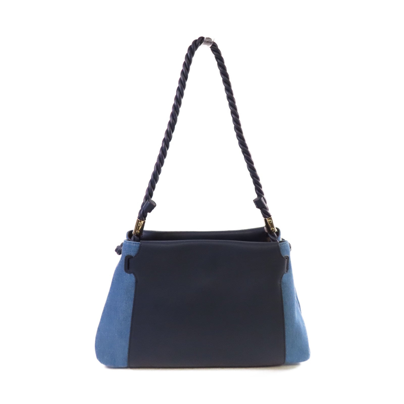 Chloe 牛皮皮革/牛仔布Medium Key Shoulder Bag肩背袋藍色