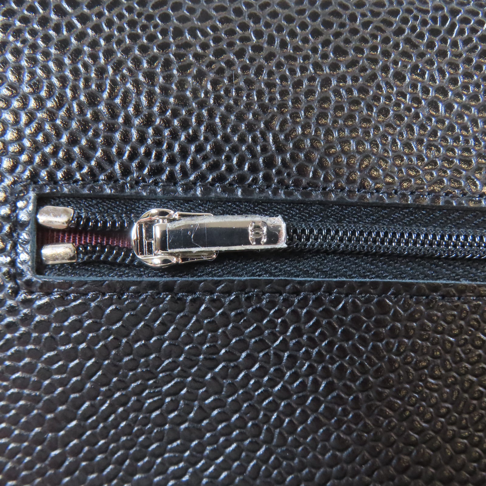 CHANEL 菱格Caviar皮革Wallet On Chain銀扣鏈帶肩背袋黑色