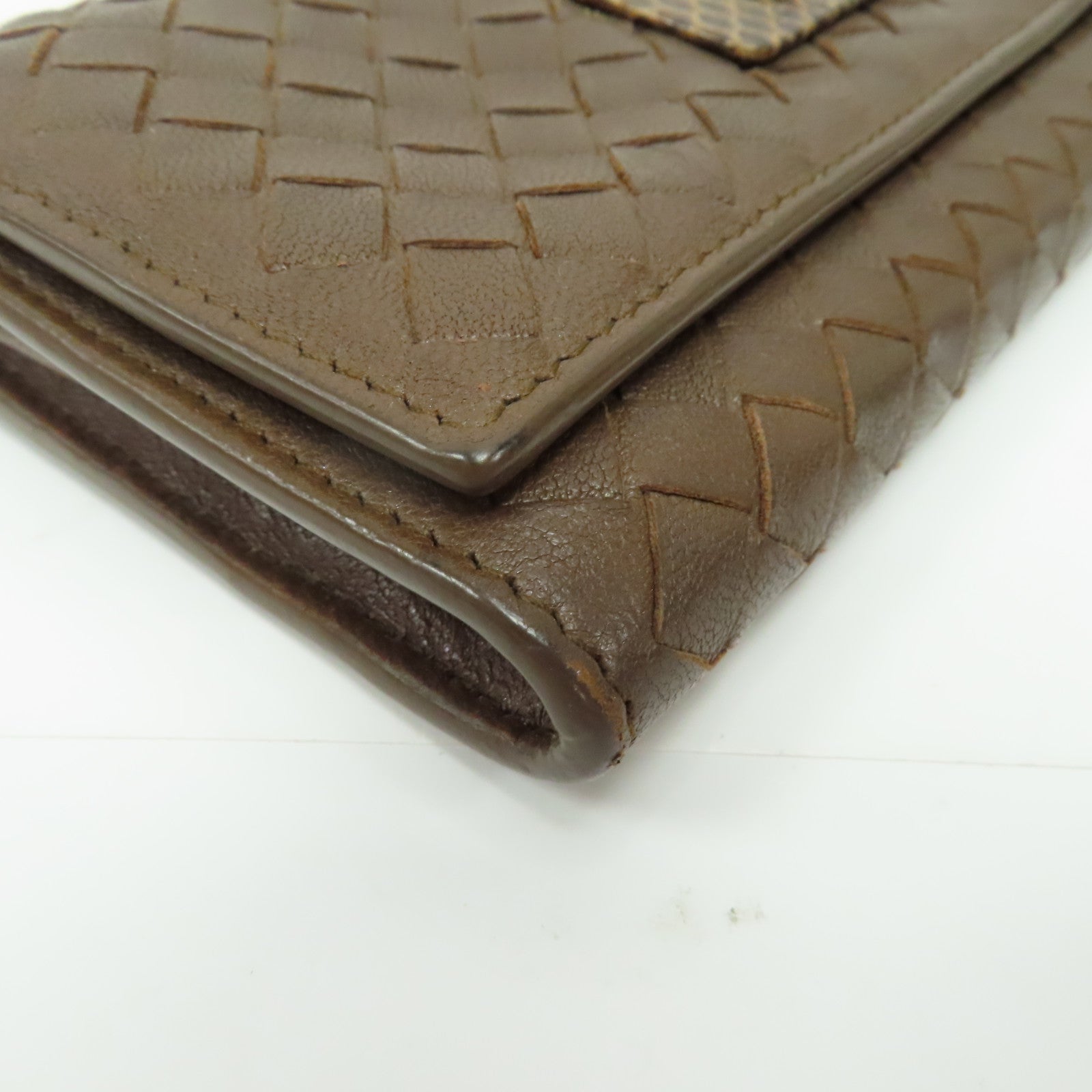 BOTTEGA VENETA 牛皮皮革Long wallet銀扣長錢包啡色