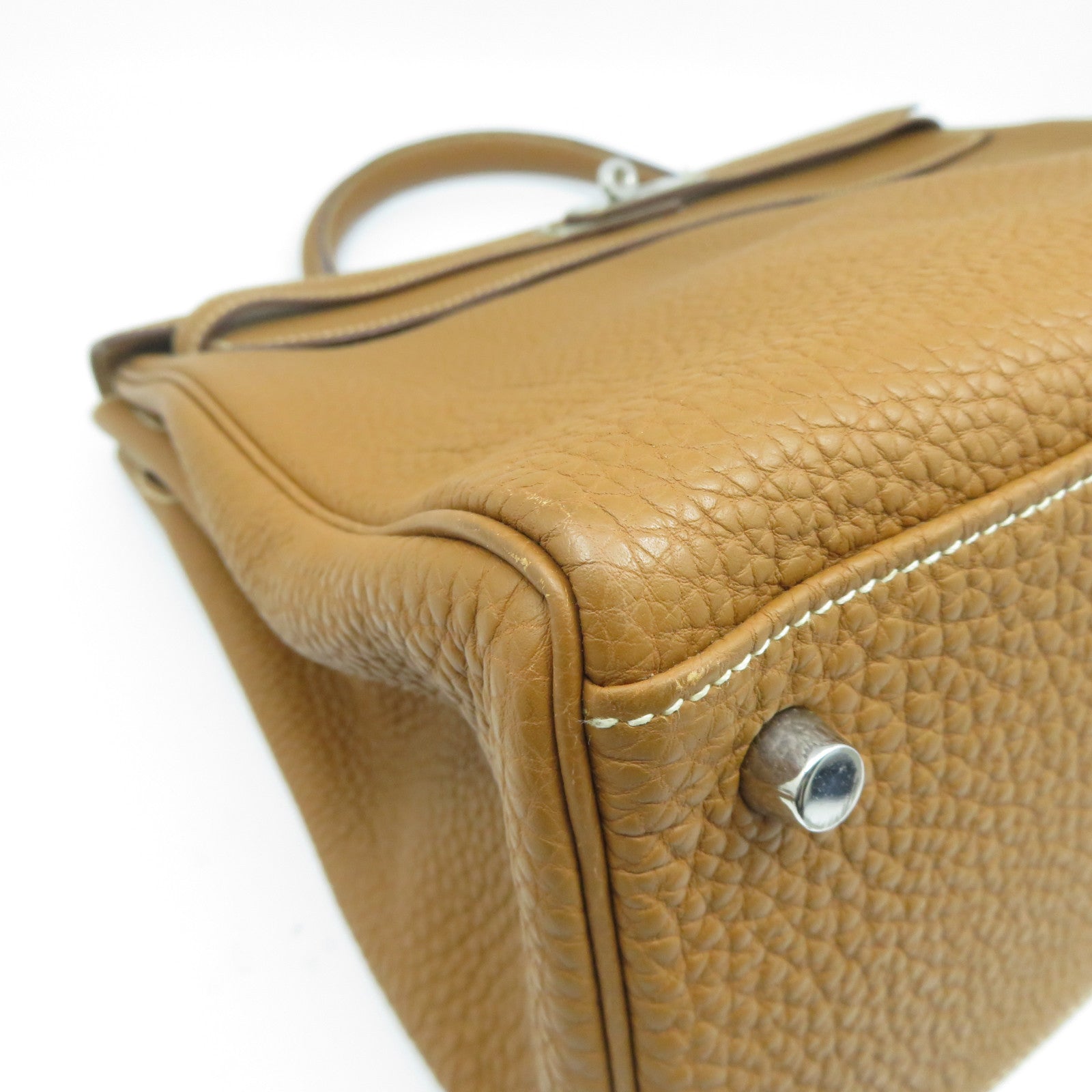 HERMES 【激減優惠】Togo皮革Kelly 35銀扣手挽肩背兩用袋Gold經典駝色
