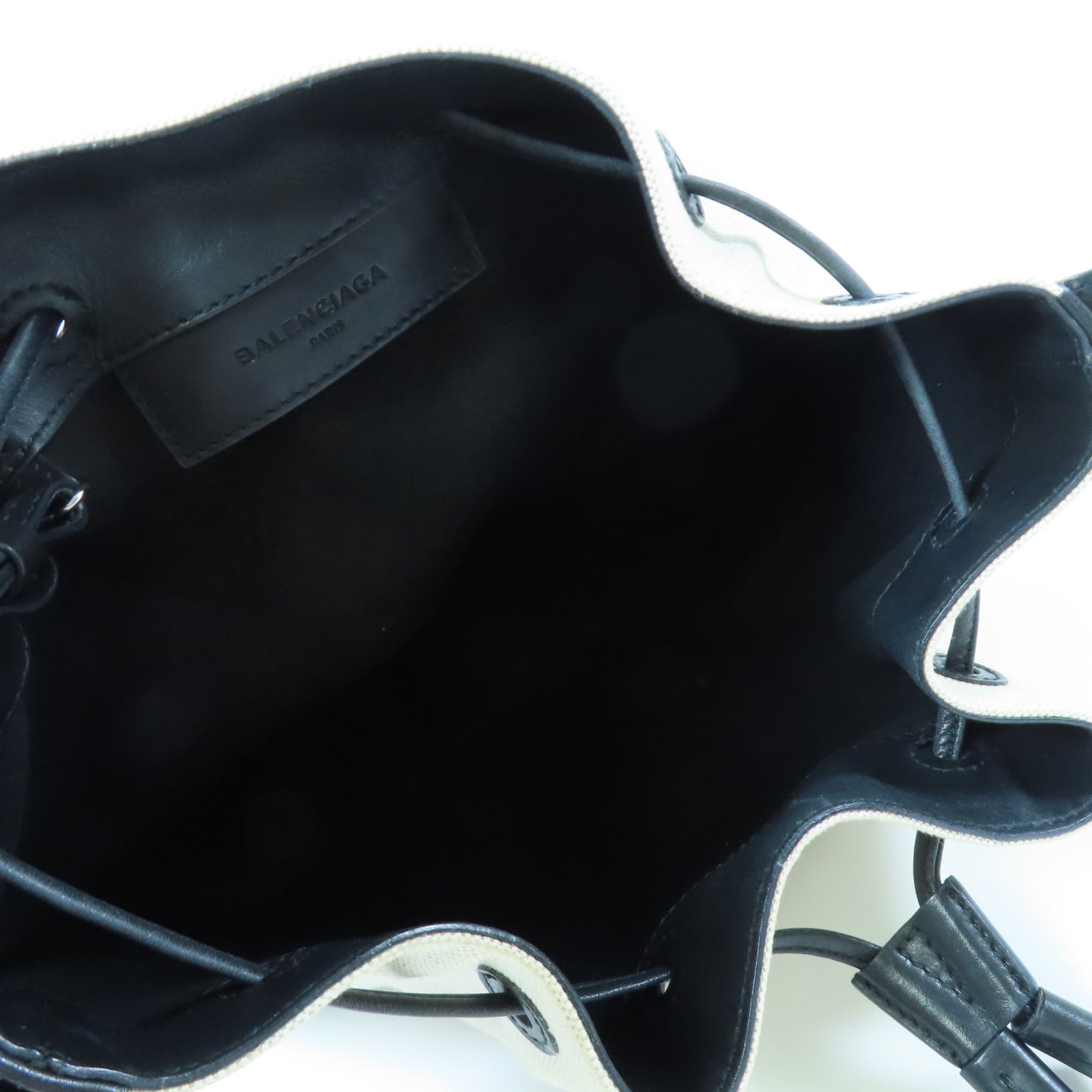BALENCIAGA 帆布/皮革Bucket Bag銀扣肩背袋