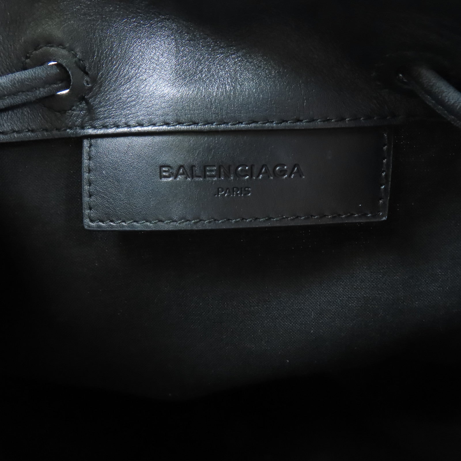 BALENCIAGA 帆布/皮革Bucket Bag銀扣肩背袋