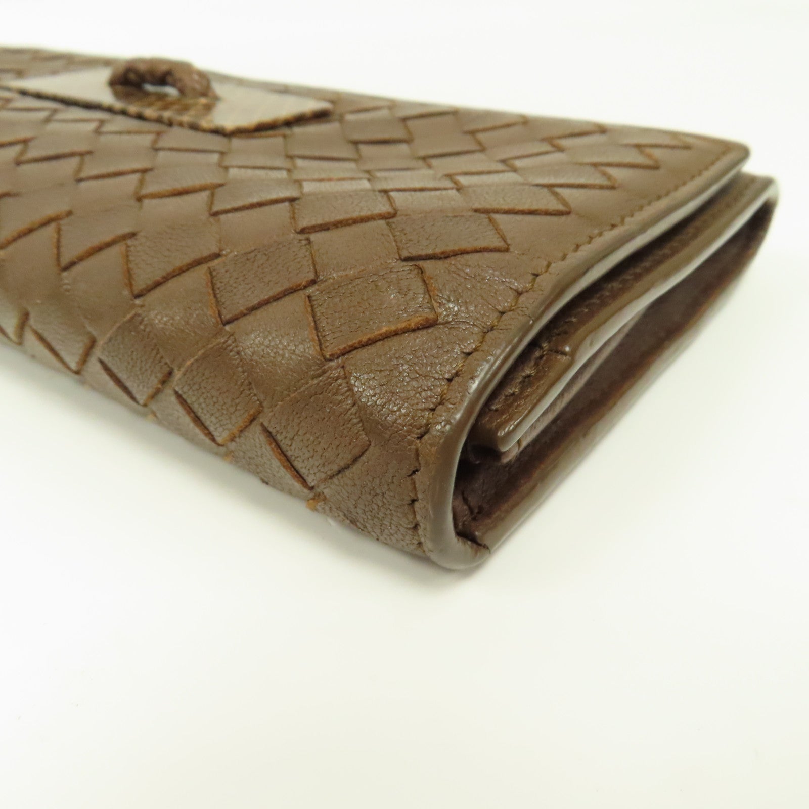 BOTTEGA VENETA 牛皮皮革Long wallet銀扣長錢包啡色