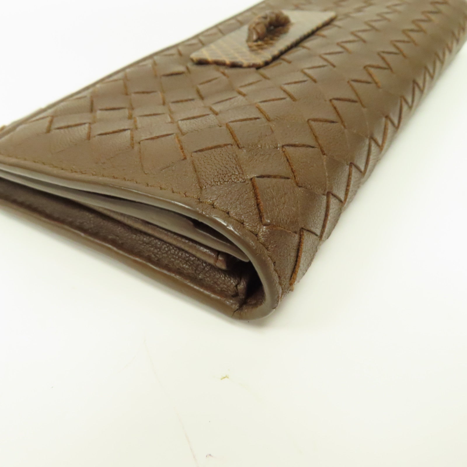 BOTTEGA VENETA 牛皮皮革Long wallet銀扣長錢包啡色