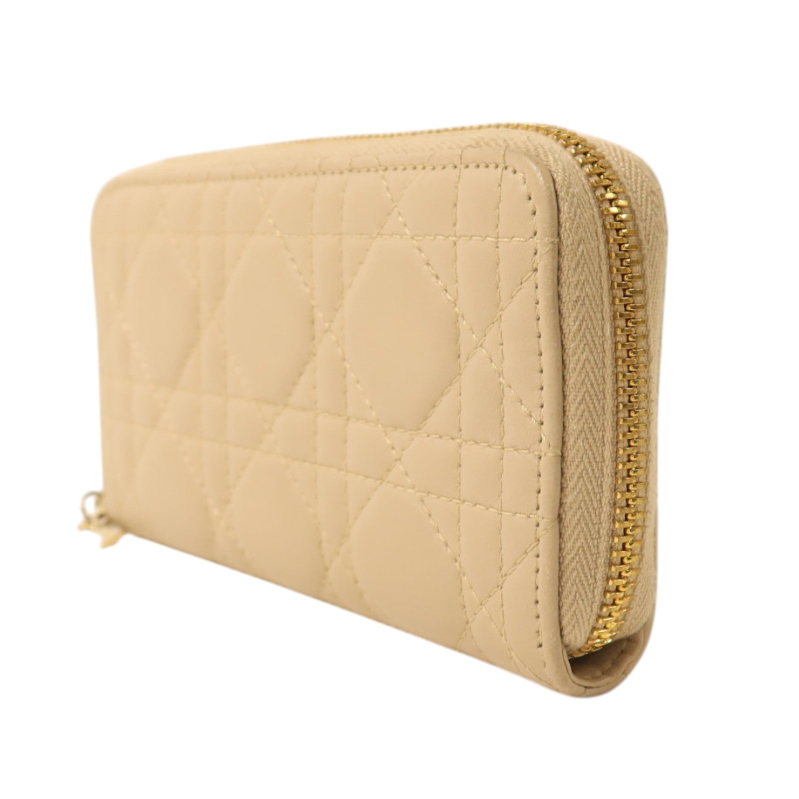 Dior 羊皮皮革Medium Lady Dior Zipper Wallet金扣長錢包