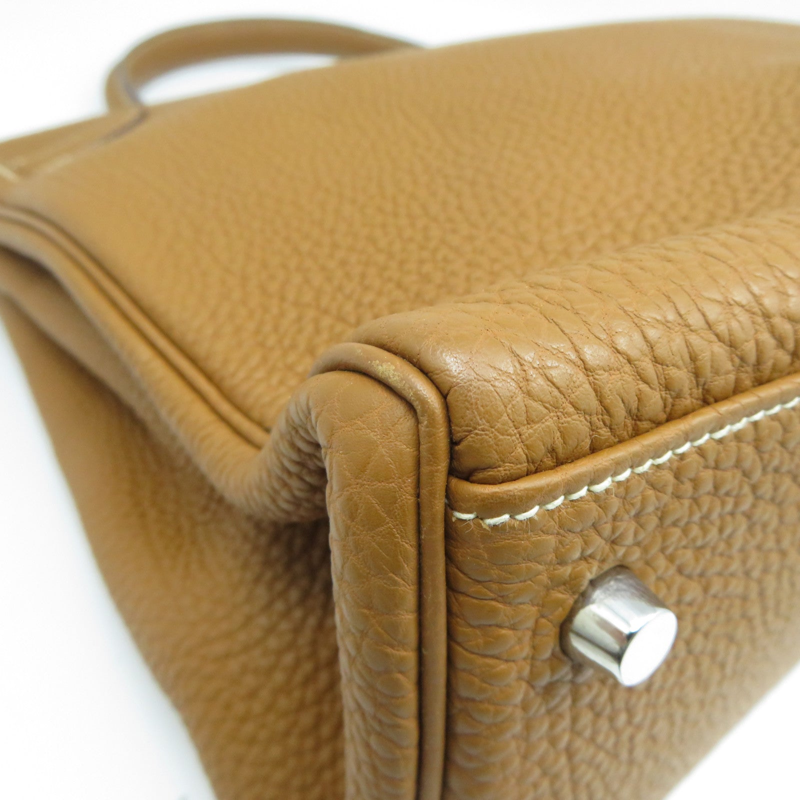 HERMES 【激減優惠】Togo皮革Kelly 35銀扣手挽肩背兩用袋Gold經典駝色
