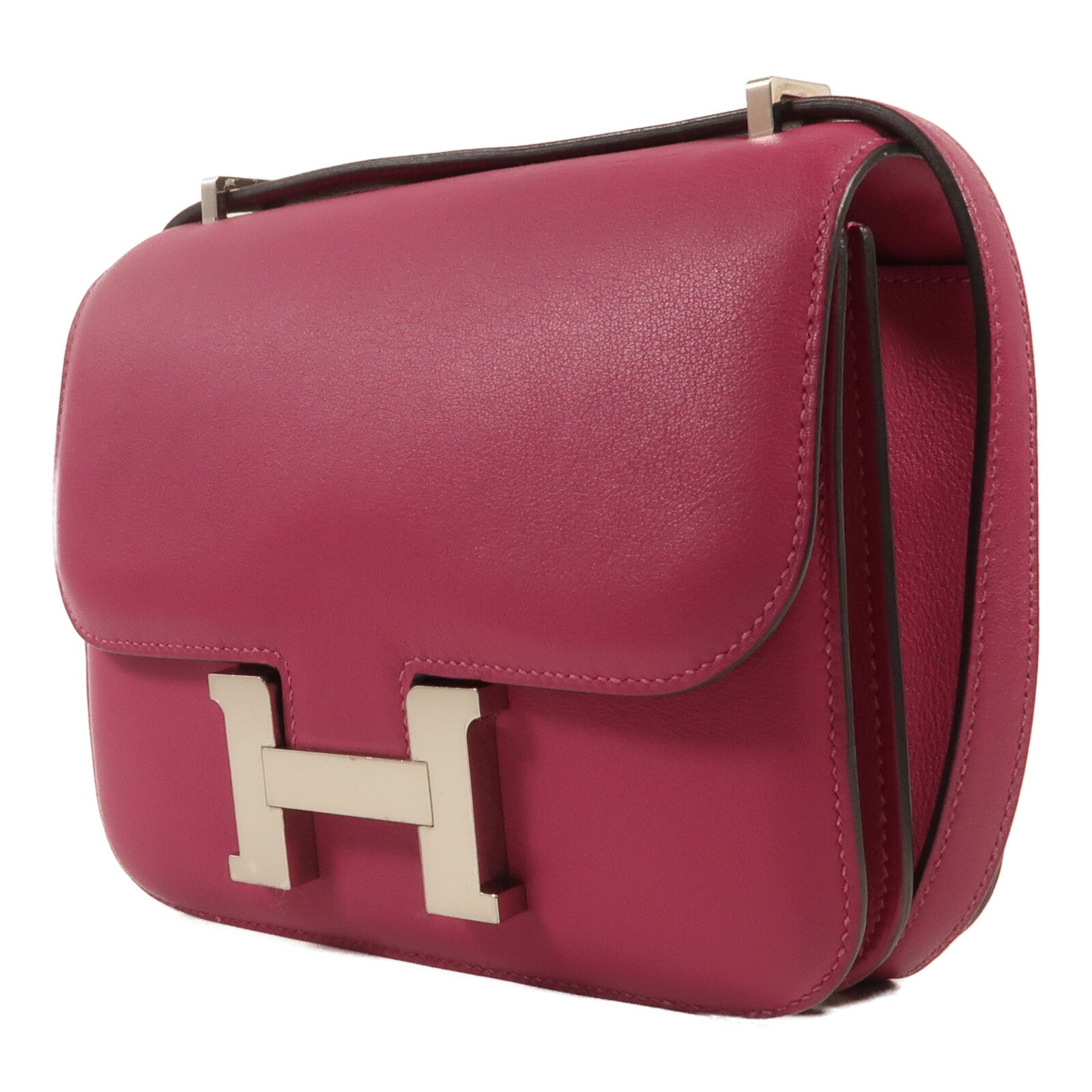 HERMES Swift皮革Constance Mini銀扣肩背袋