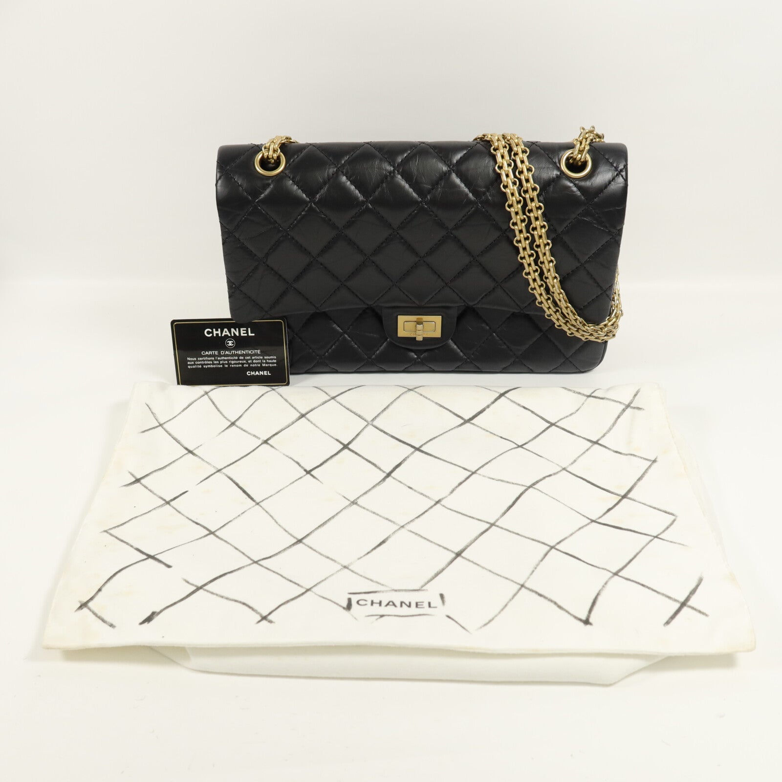 CHANEL 牛皮皮革2.55 Medium鏈帶肩背袋