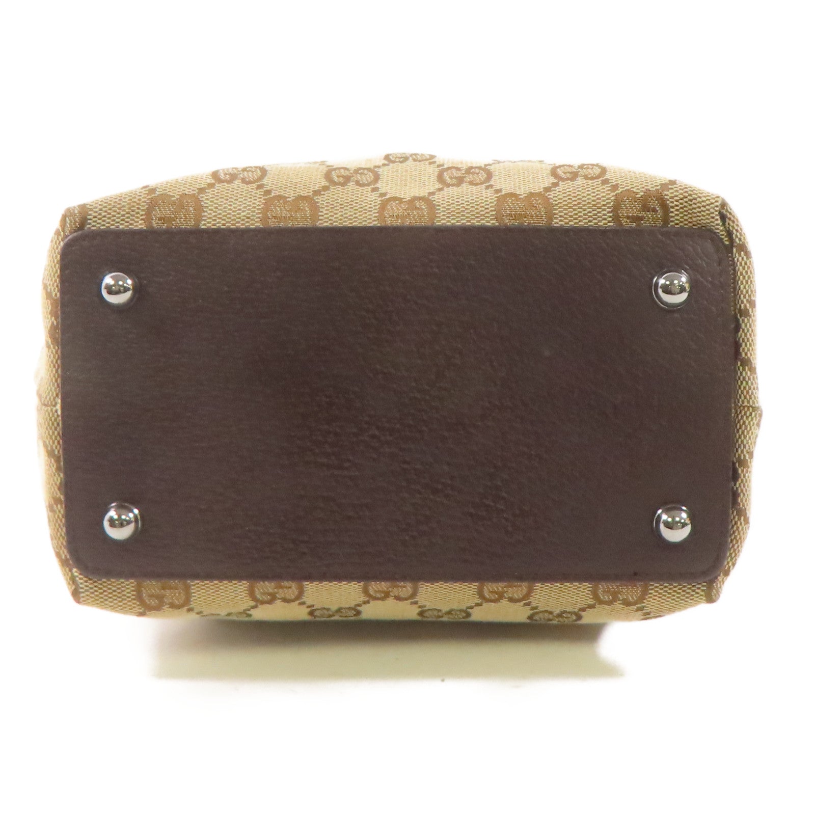 GUCCI 帆布Tote Bag銀扣肩背袋啡色