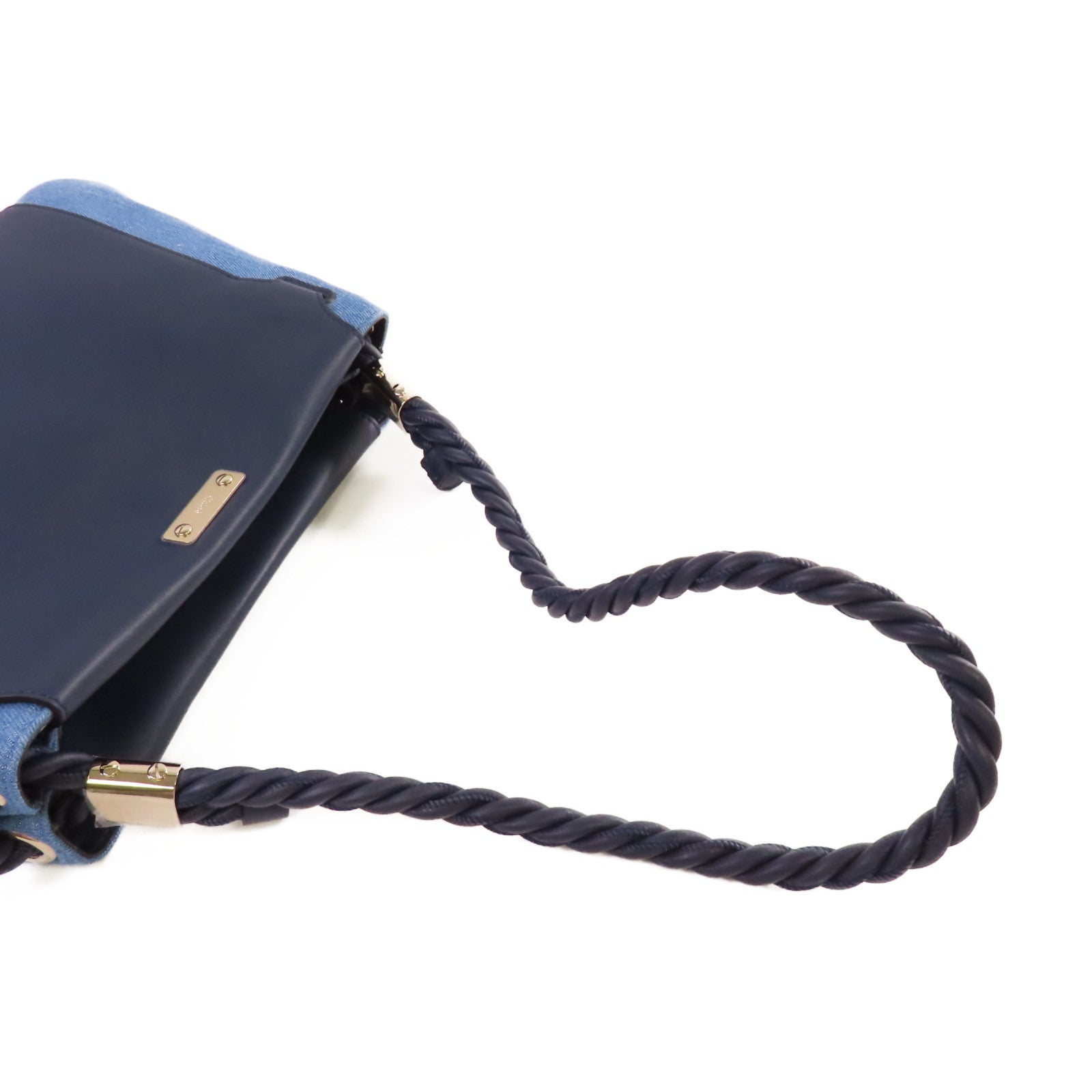 Chloe 牛皮皮革/牛仔布Medium Key Shoulder Bag肩背袋藍色