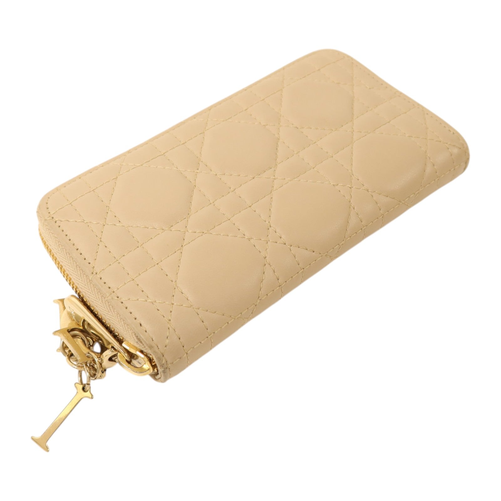 Dior 羊皮皮革Medium Lady Dior Zipper Wallet金扣長錢包