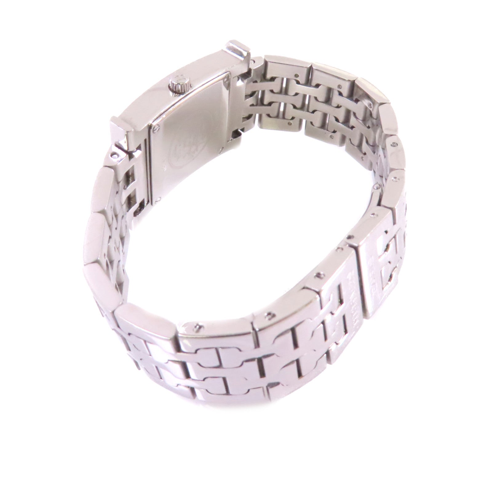 HERMES Medium Heure H Watch不鏽鋼銀扣石英機芯手錶米白色/銀色