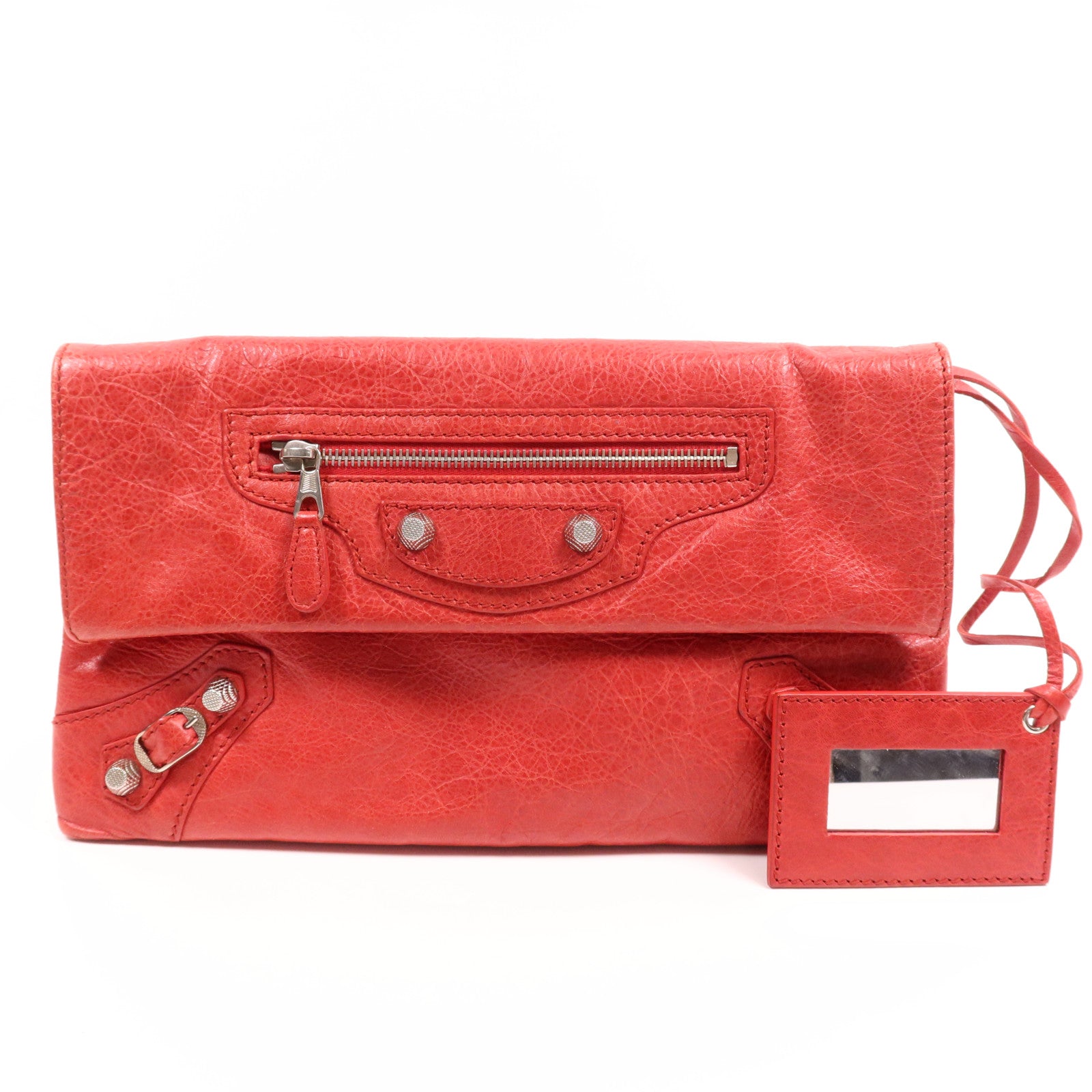 BALENCIAGA 牛皮皮革Clutch銀扣手拿包