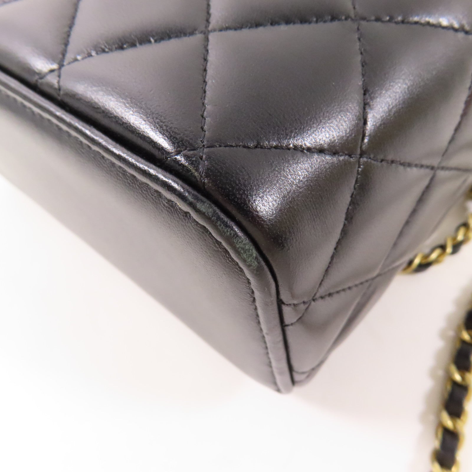 CHANEL 羊皮皮革Vanity Case金扣鏈帶手挽肩背兩用袋