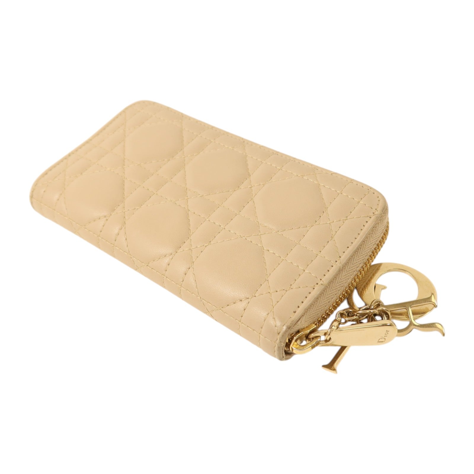 Dior 羊皮皮革Medium Lady Dior Zipper Wallet金扣長錢包