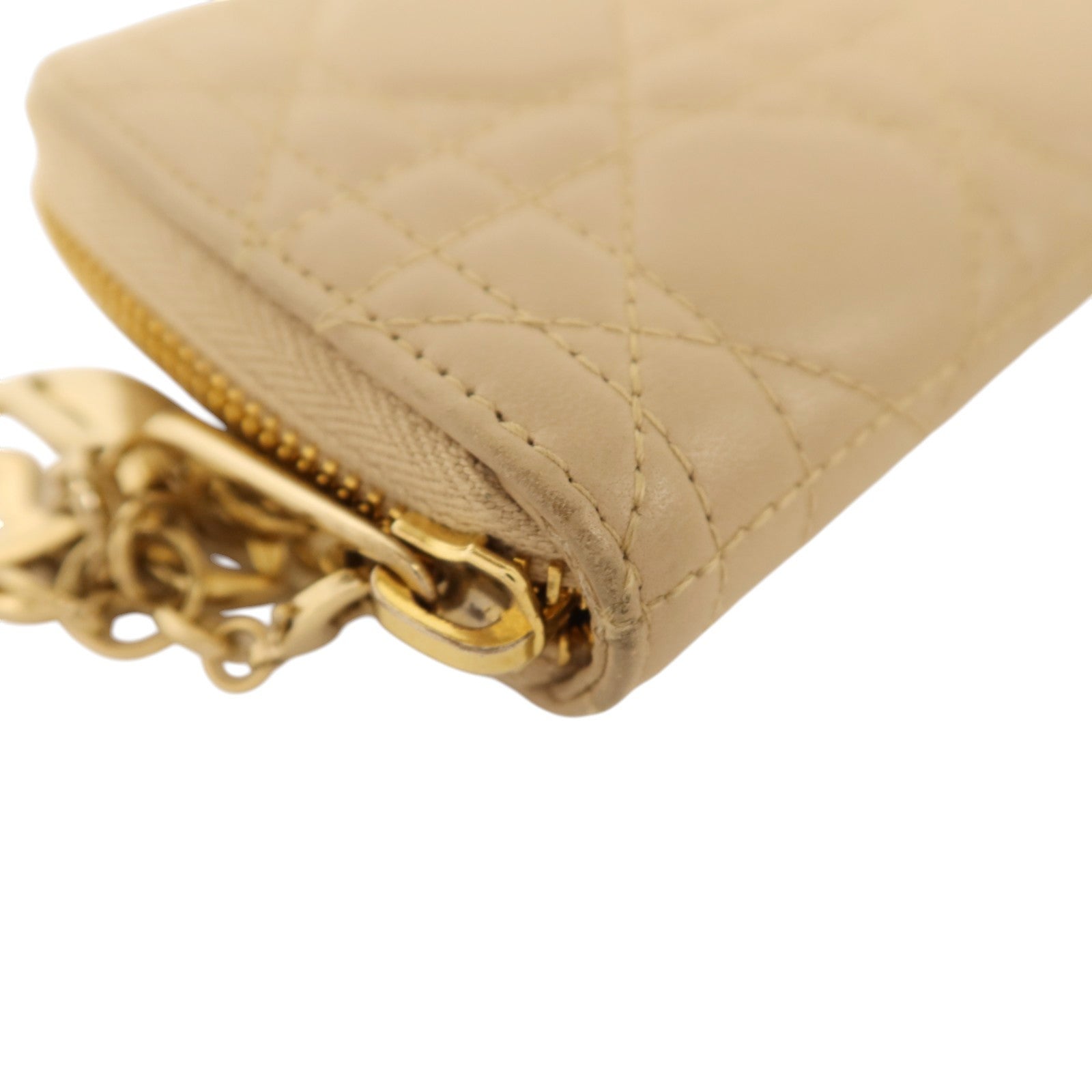 Dior 羊皮皮革Medium Lady Dior Zipper Wallet金扣長錢包