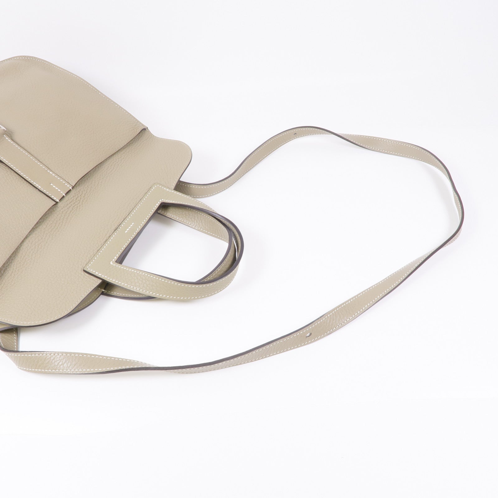 HERMES Clemence皮革Halzan 31銀扣手挽肩背兩用袋Sauge