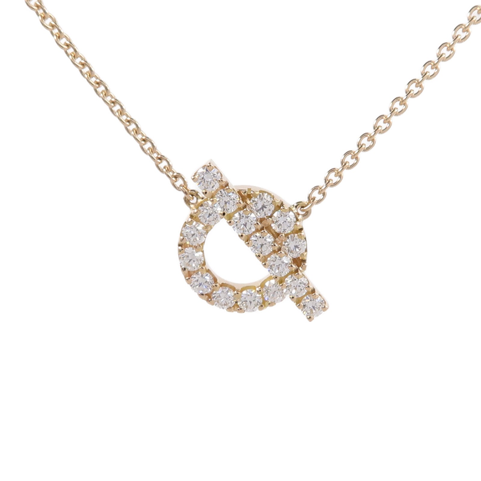 HERMES 18K玫瑰金Finesse Pendant鑽石項鍊