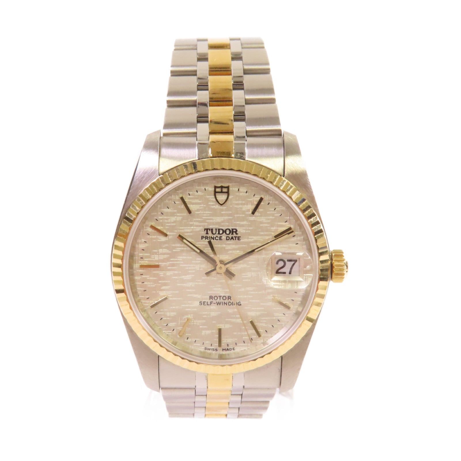 TUDOR Prince Date 34mm Watch不鏽鋼/18K黃金自動機芯手錶銀色/金色