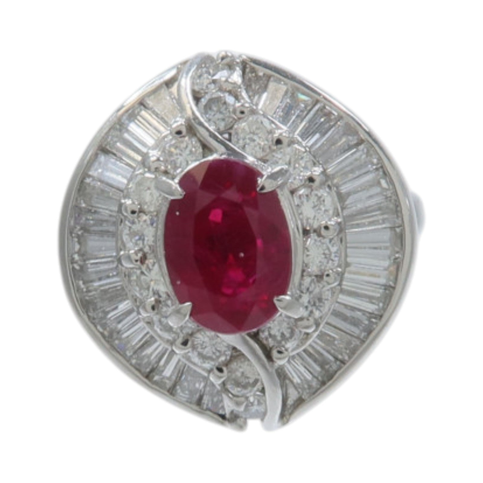 JEWELRY PT900鉑金Ruby Diamond Ring紅寶石/鑽石戒指