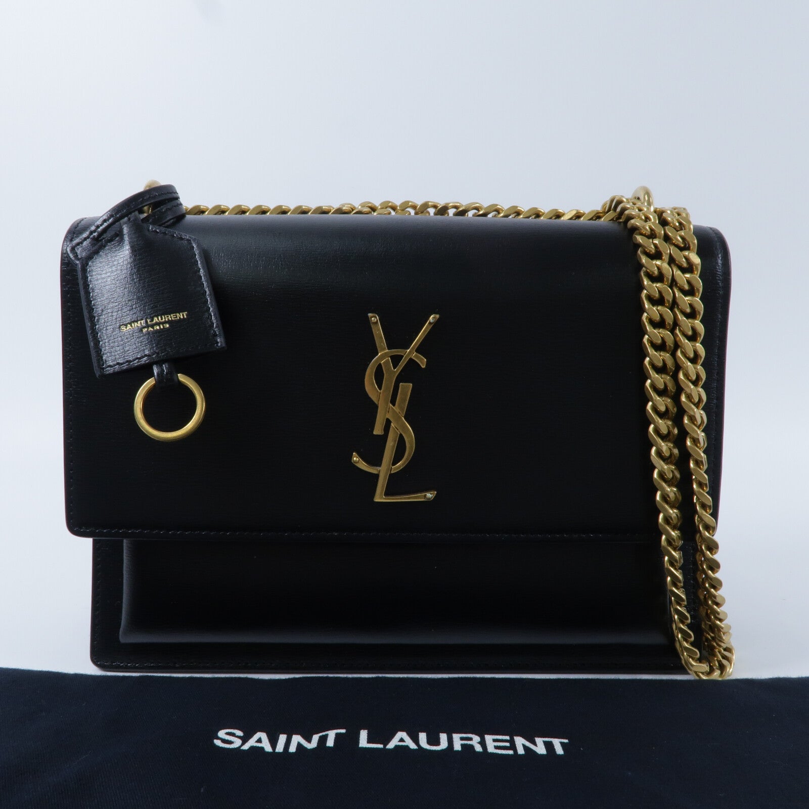 SAINT LAURENT 牛皮皮革Sunset Medium鏈帶肩背袋