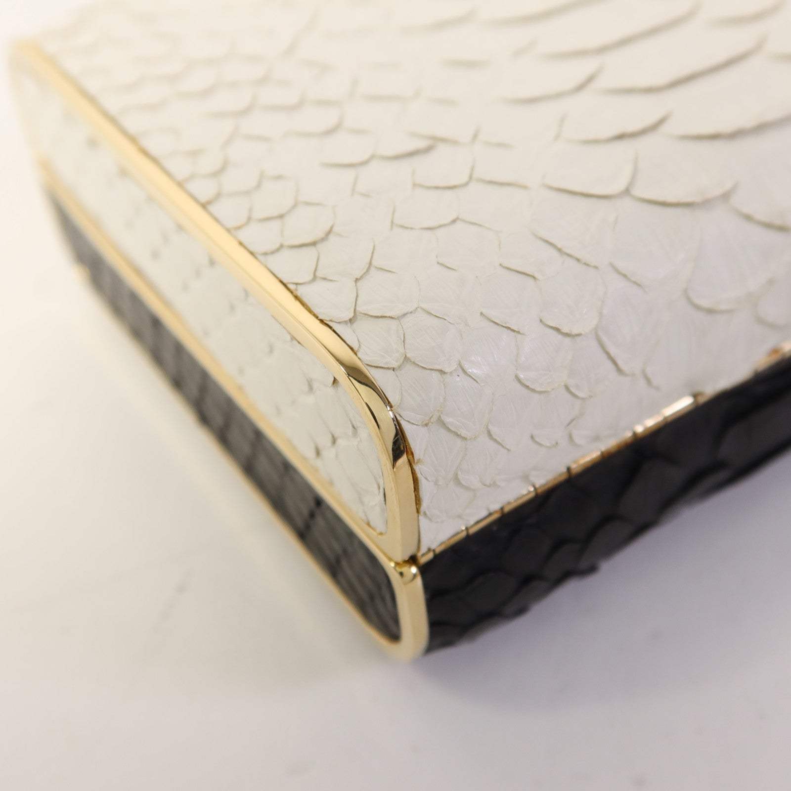 CHANEL 蛇皮皮革Clutch Bag金扣手拿包