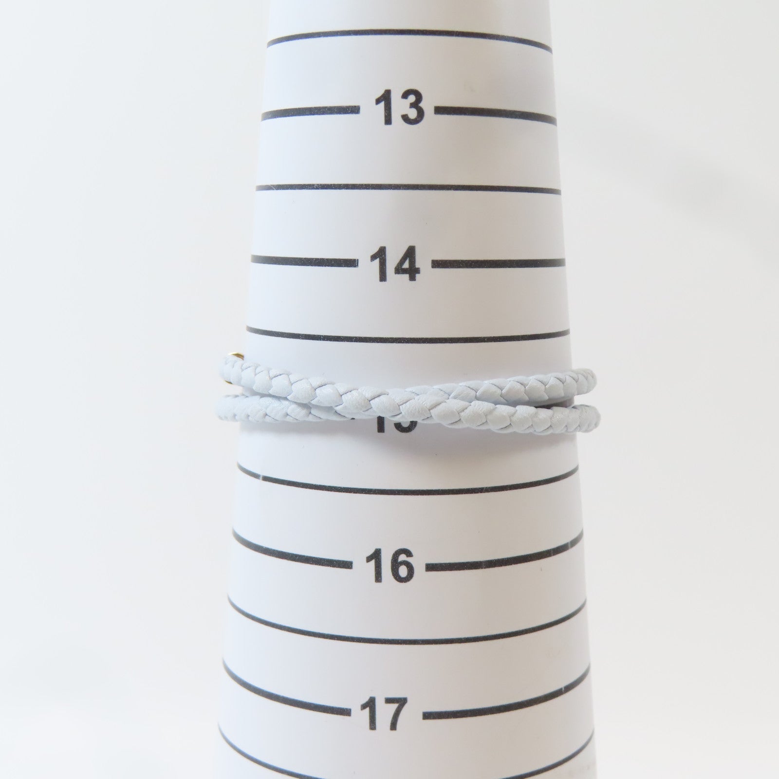 HERMES 皮革/金屬Roulis Double Tour Bracelet手鐲淺藍色/金色