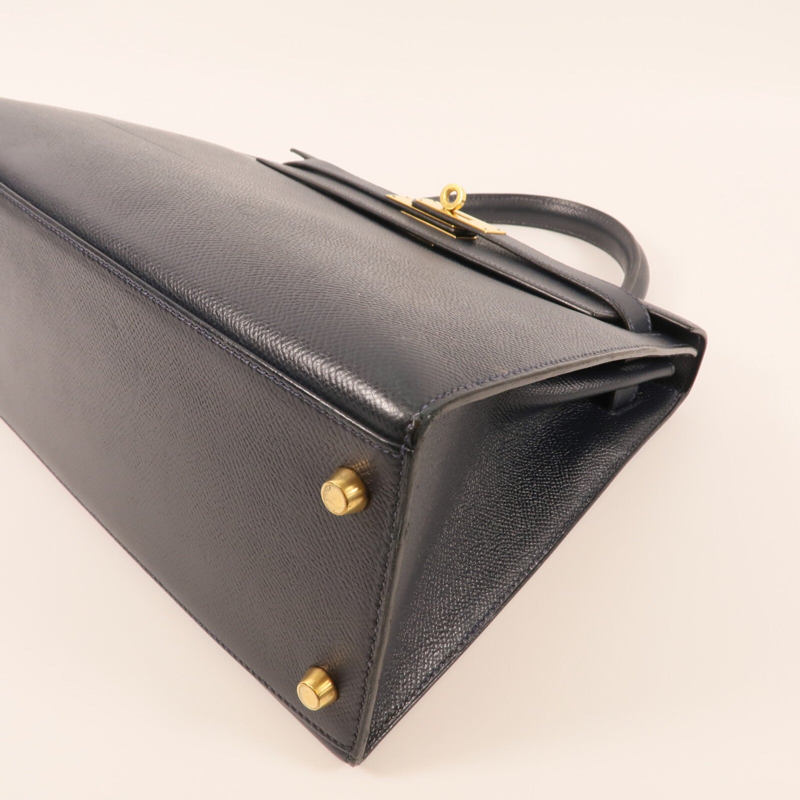 HERMES Epsom皮革Kelly 28金扣手挽肩背兩用袋Bleu Saphir