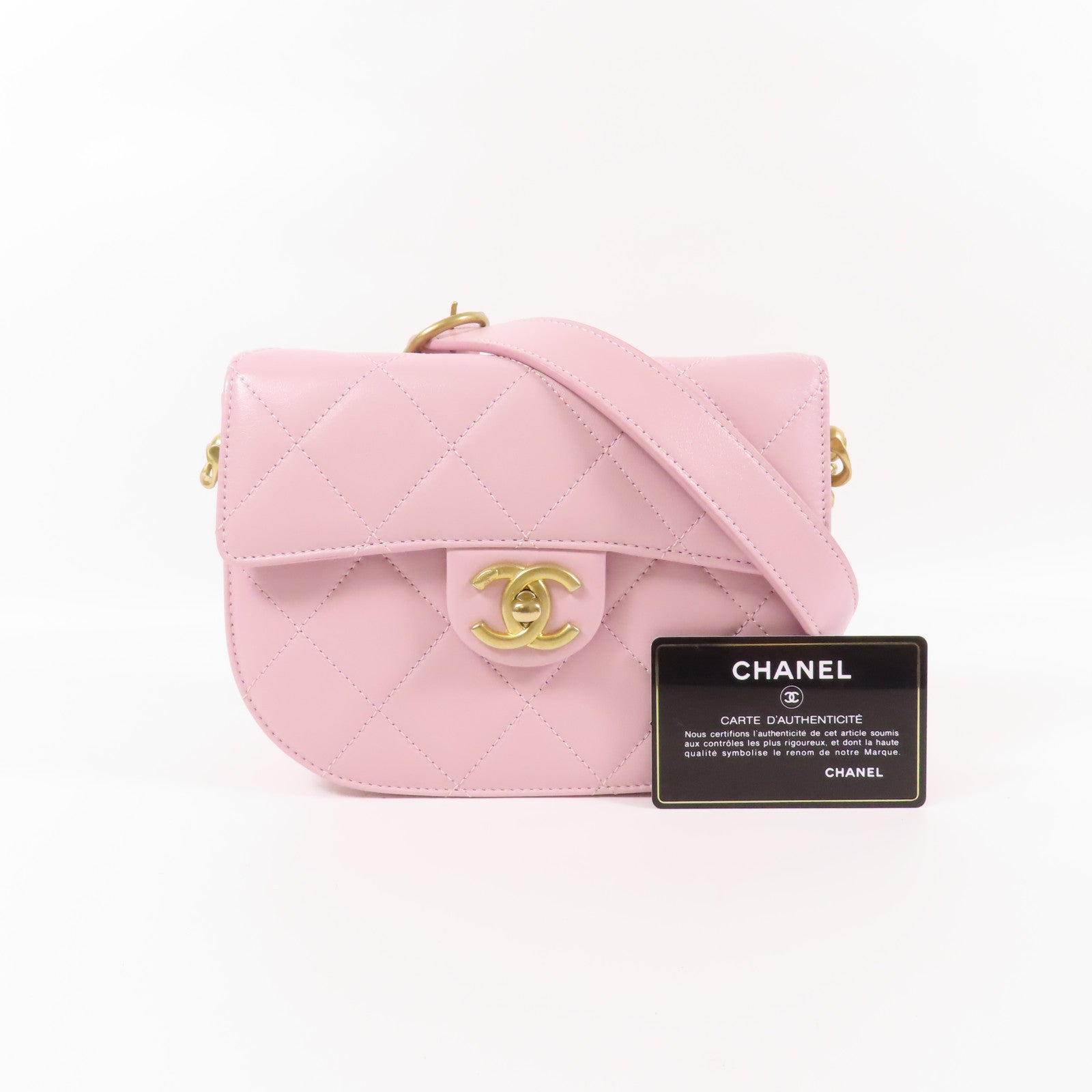 CHANEL 牛皮皮革Shoulder Bag金扣鏈帶肩背袋