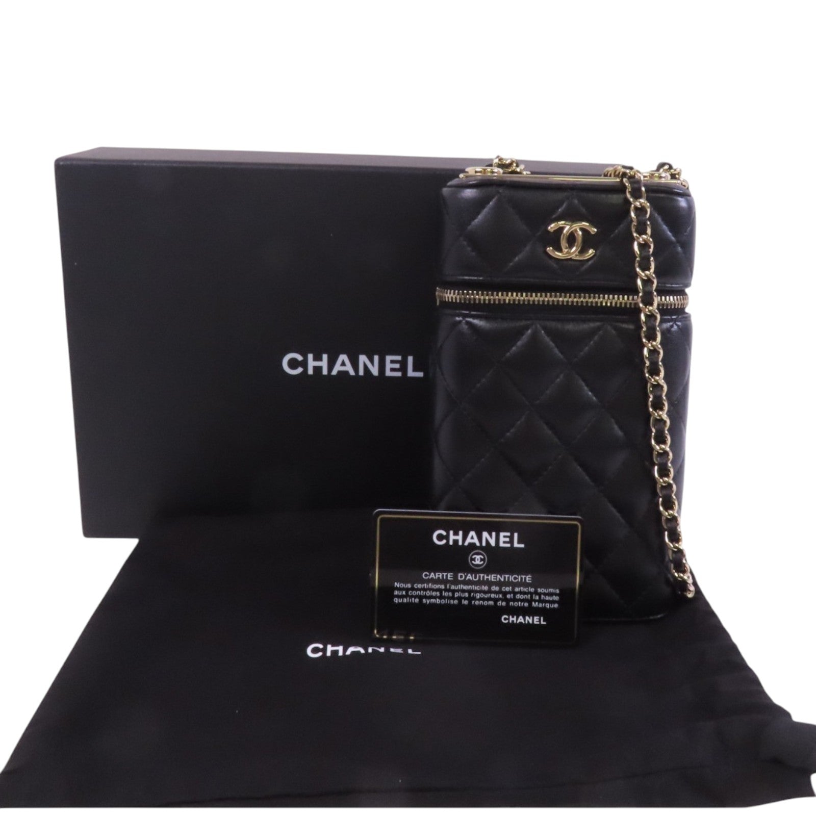 CHANEL 羊皮皮革Vanity Phone Case with Chain金扣鏈帶肩背袋