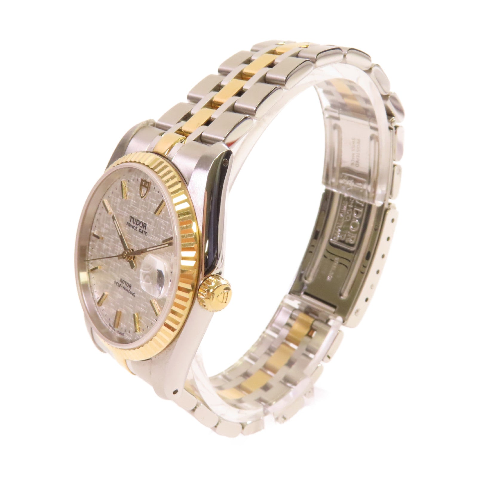 TUDOR Prince Date 34mm Watch不鏽鋼/18K黃金自動機芯手錶銀色/金色
