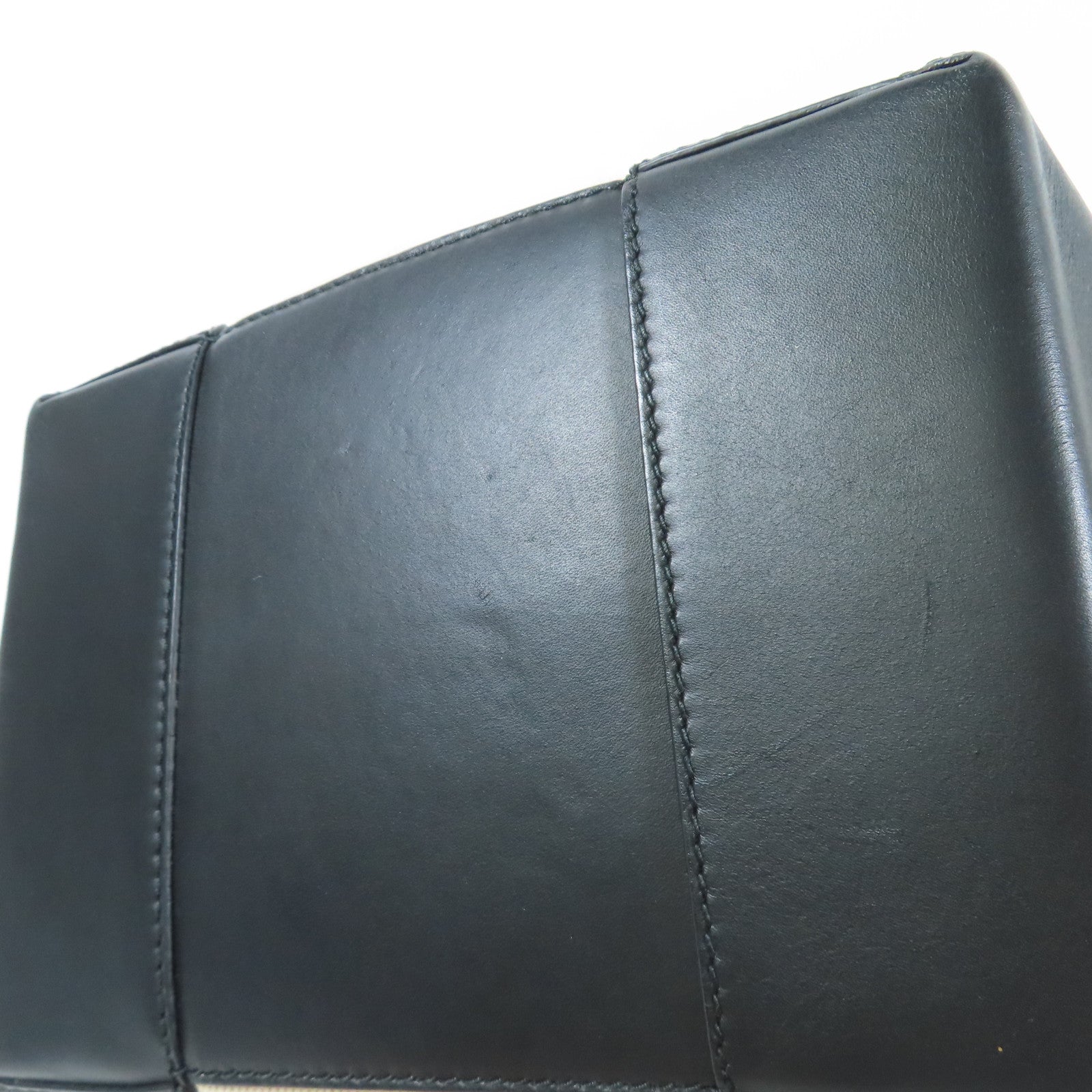 BALENCIAGA 帆布/皮革Bucket Bag銀扣肩背袋