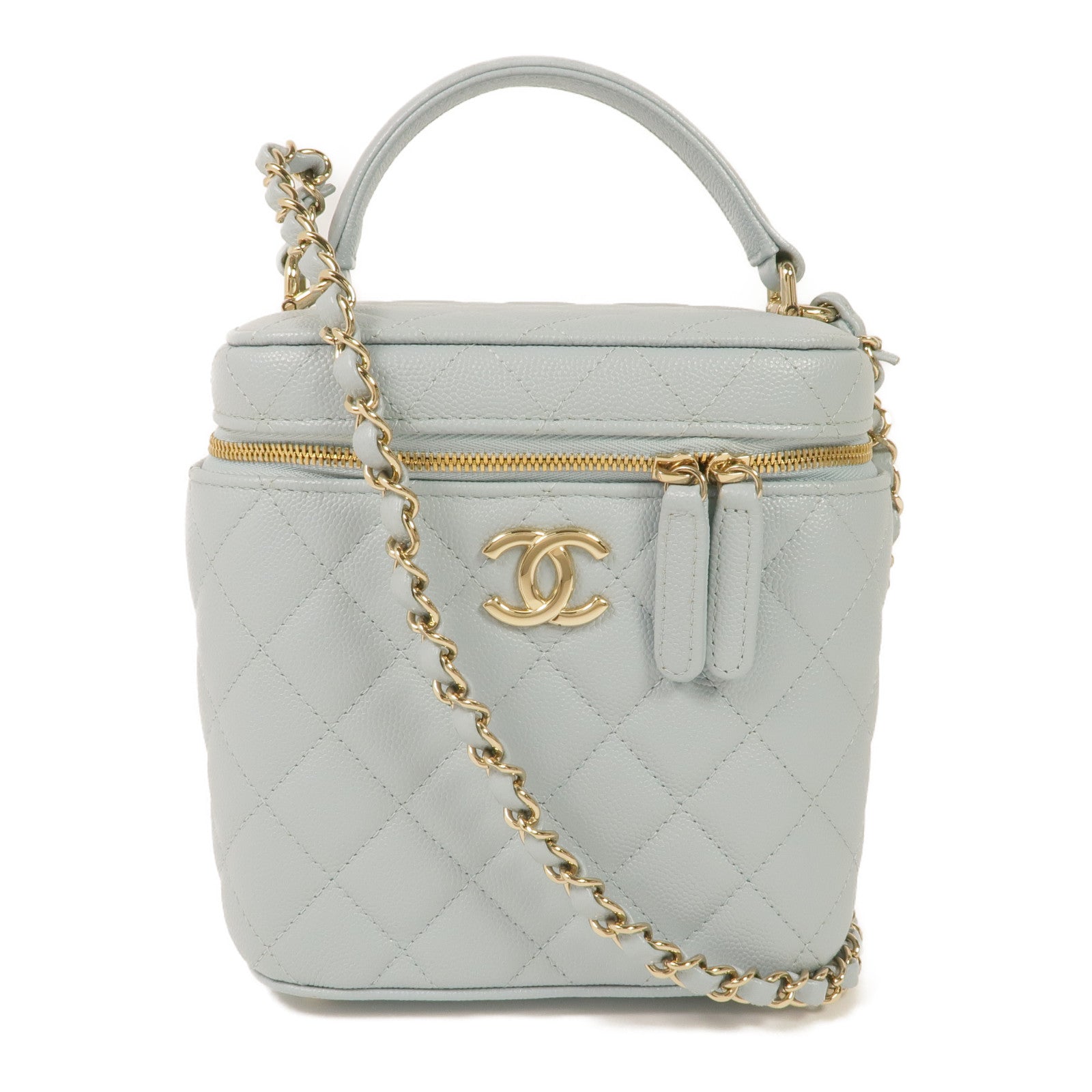 CHANEL 牛皮皮革Vanity Case金扣手挽肩背兩用袋