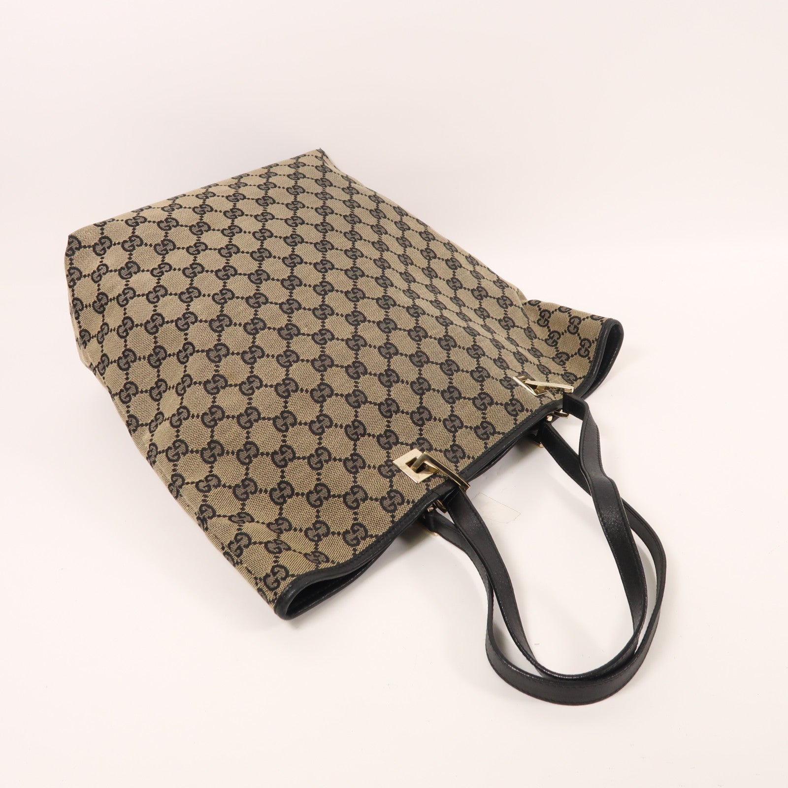 GUCCI 帆布Tote Bag金扣肩背袋