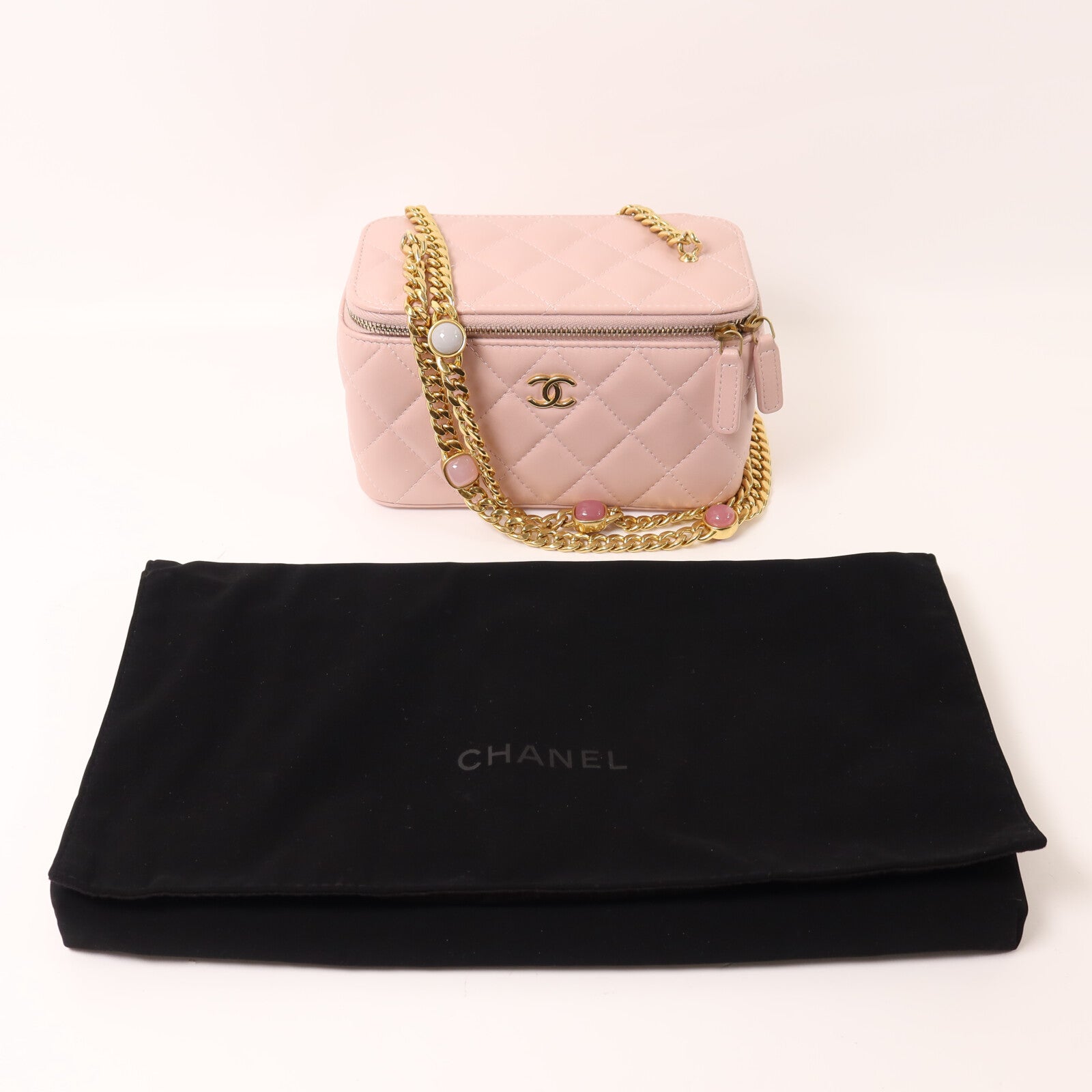 CHANEL 羊皮皮革Vanity Case鏈帶肩背袋