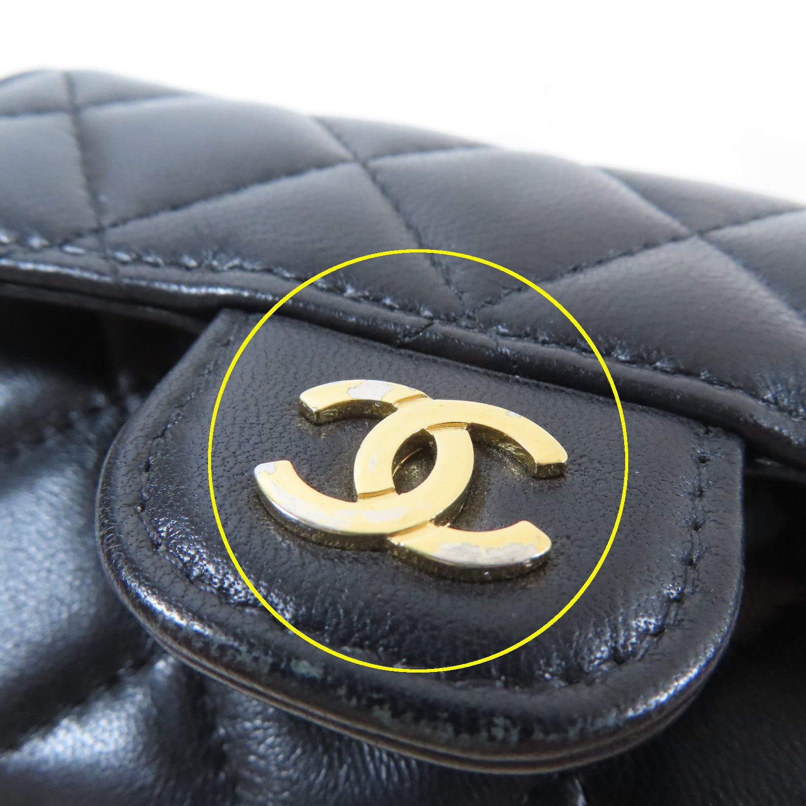 CHANEL 菱格羊皮皮革Flap Wallet金扣卡片套黑色