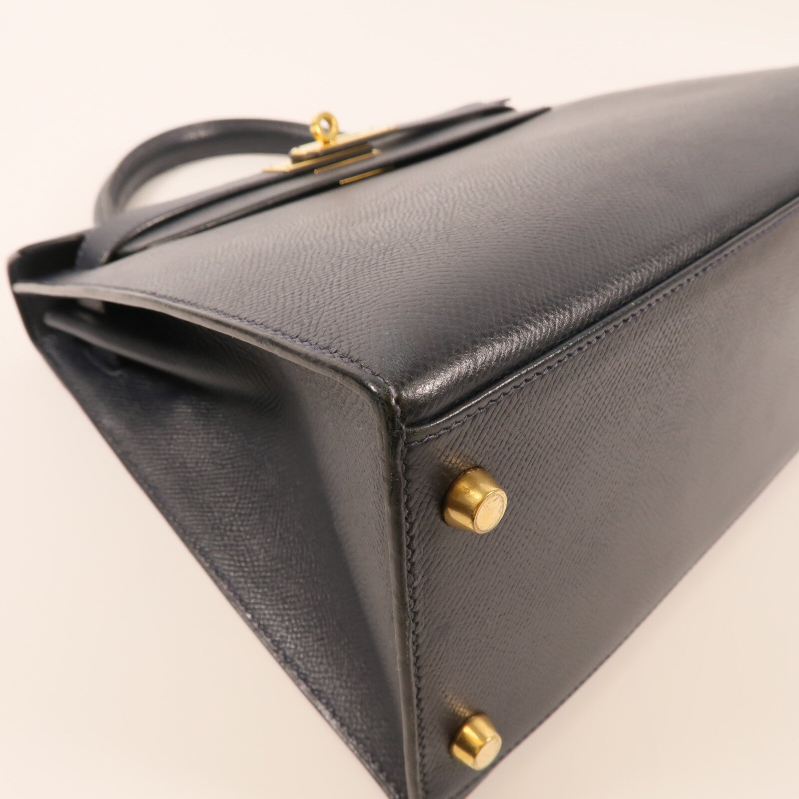HERMES Epsom皮革Kelly 28金扣手挽肩背兩用袋Bleu Saphir