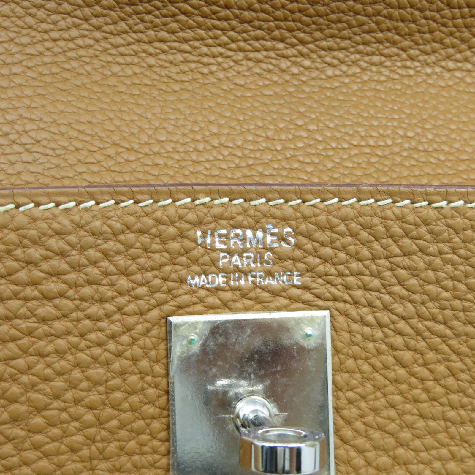 HERMES 【激減優惠】Togo皮革Kelly 35銀扣手挽肩背兩用袋Gold經典駝色