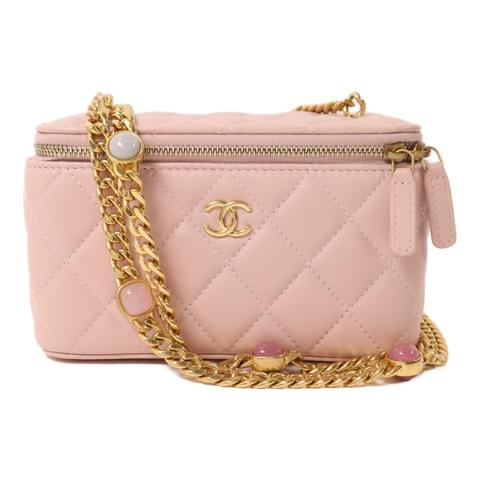 CHANEL 羊皮皮革Vanity Case鏈帶肩背袋