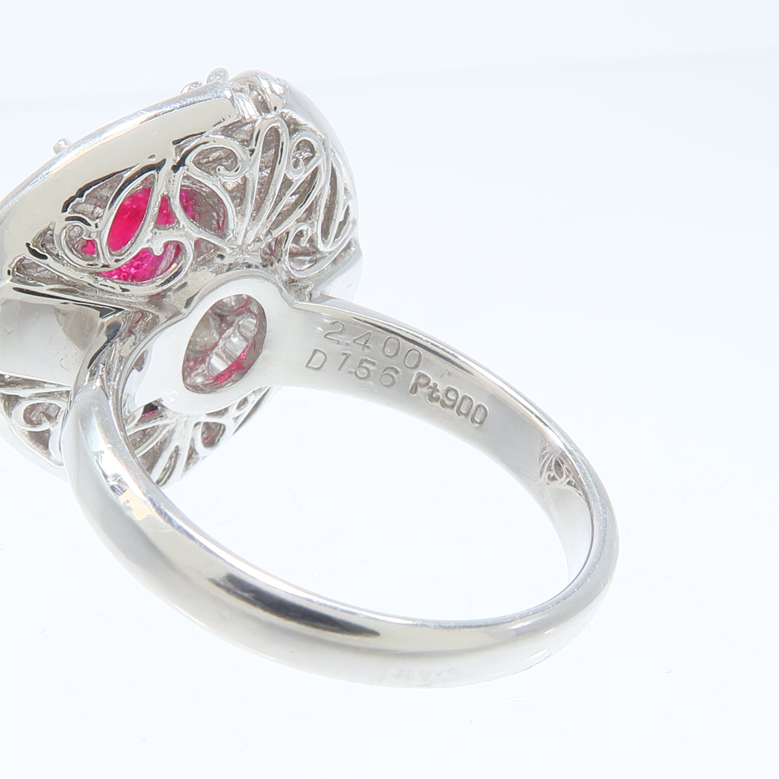JEWELRY PT900鉑金Ruby Diamond Ring紅寶石/鑽石戒指