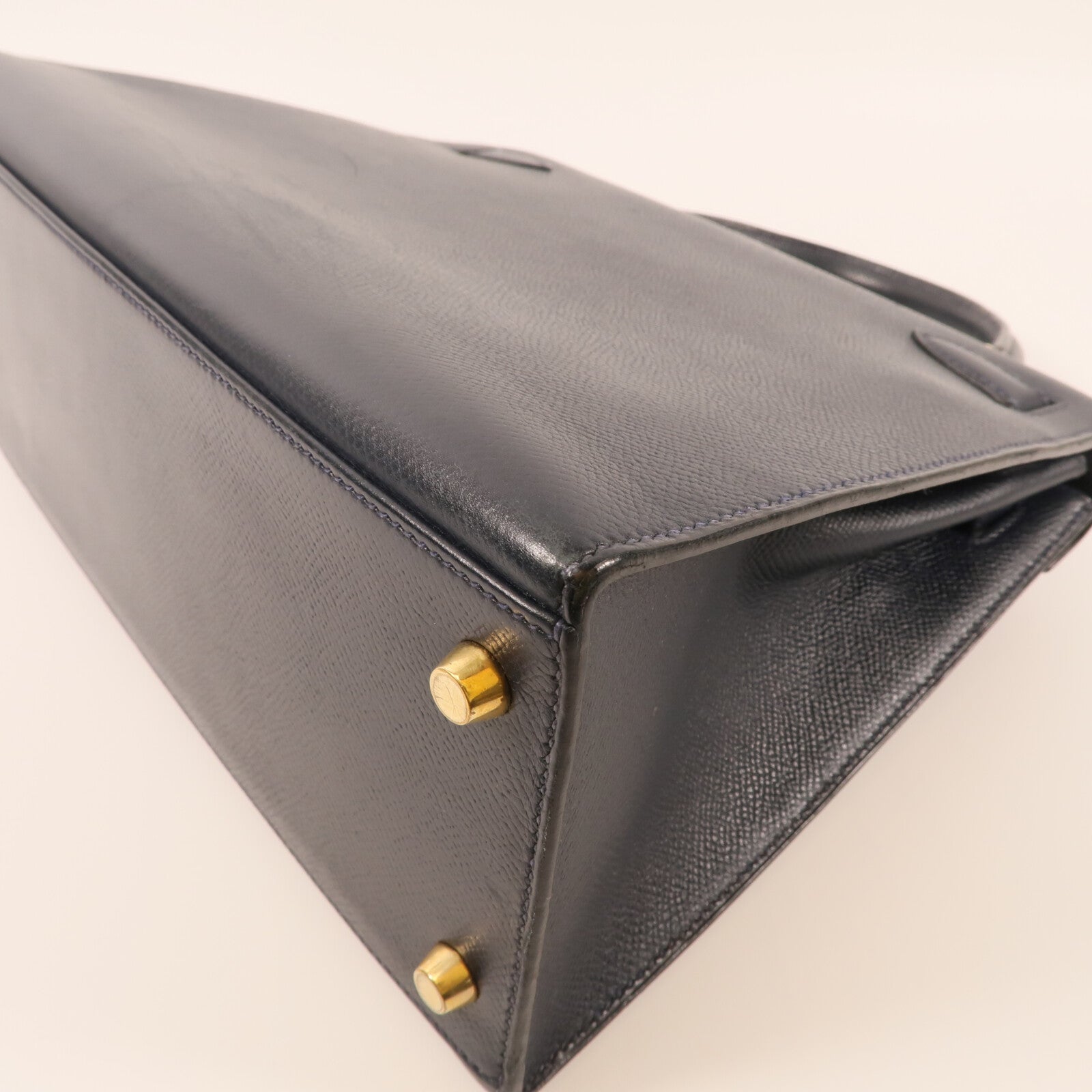 HERMES Epsom皮革Kelly 28金扣手挽肩背兩用袋Bleu Saphir