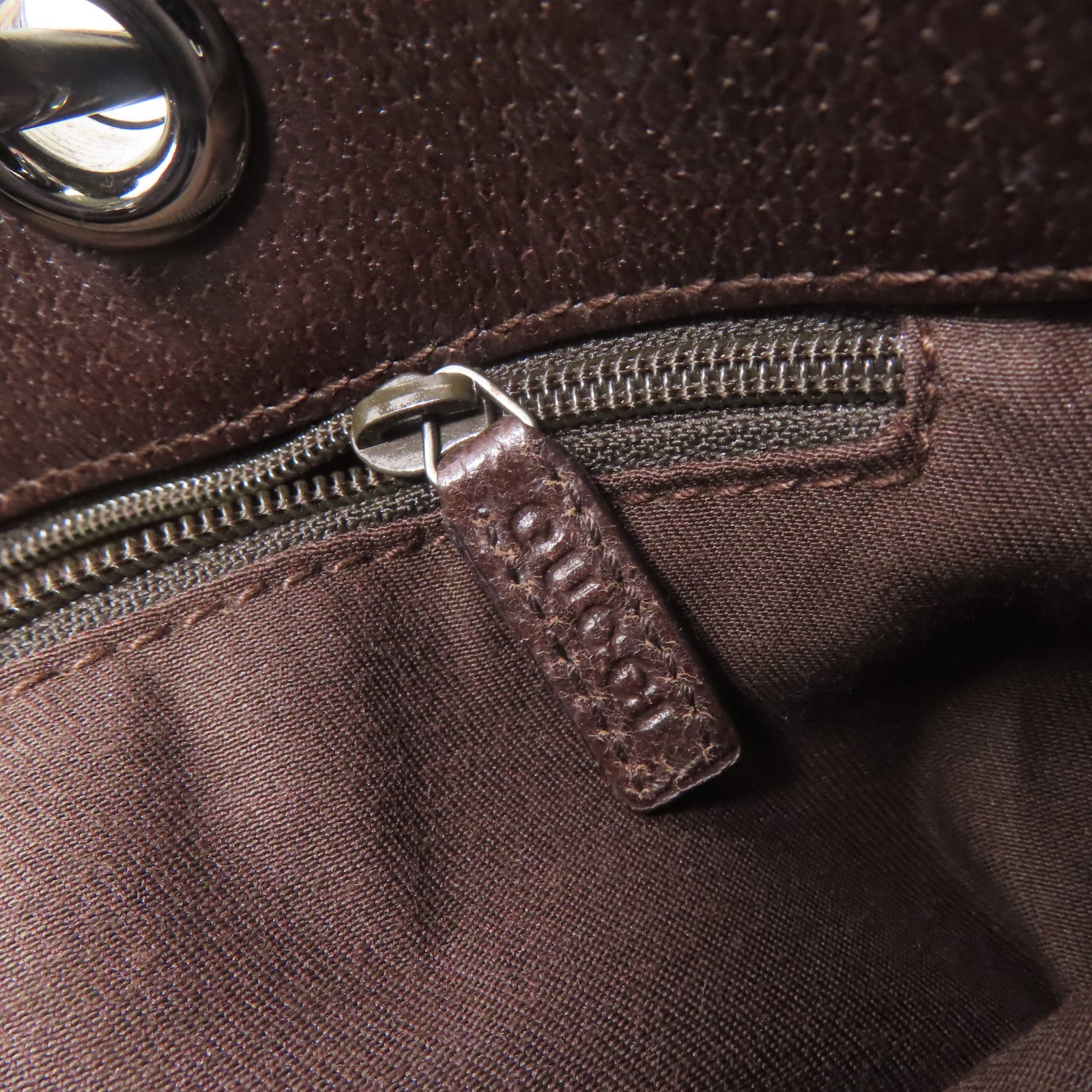 GUCCI 帆布Tote Bag銀扣肩背袋啡色