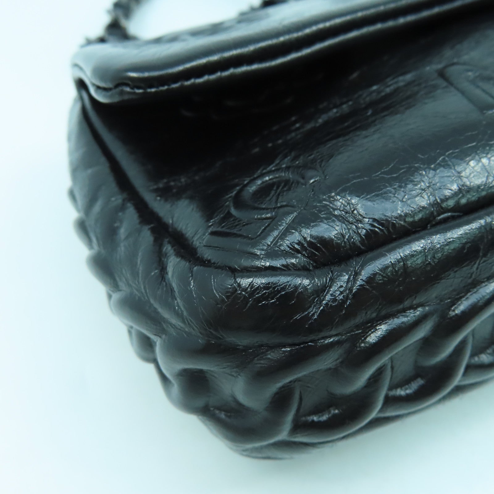 CHANEL 【清倉大減價】牛皮皮革Chain Shoulder銀扣鏈帶肩背袋黑色